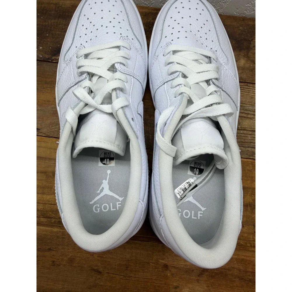 Jordan 1 Low Golf Triple White Leather Shoes DD9315-101 Mens Size 10